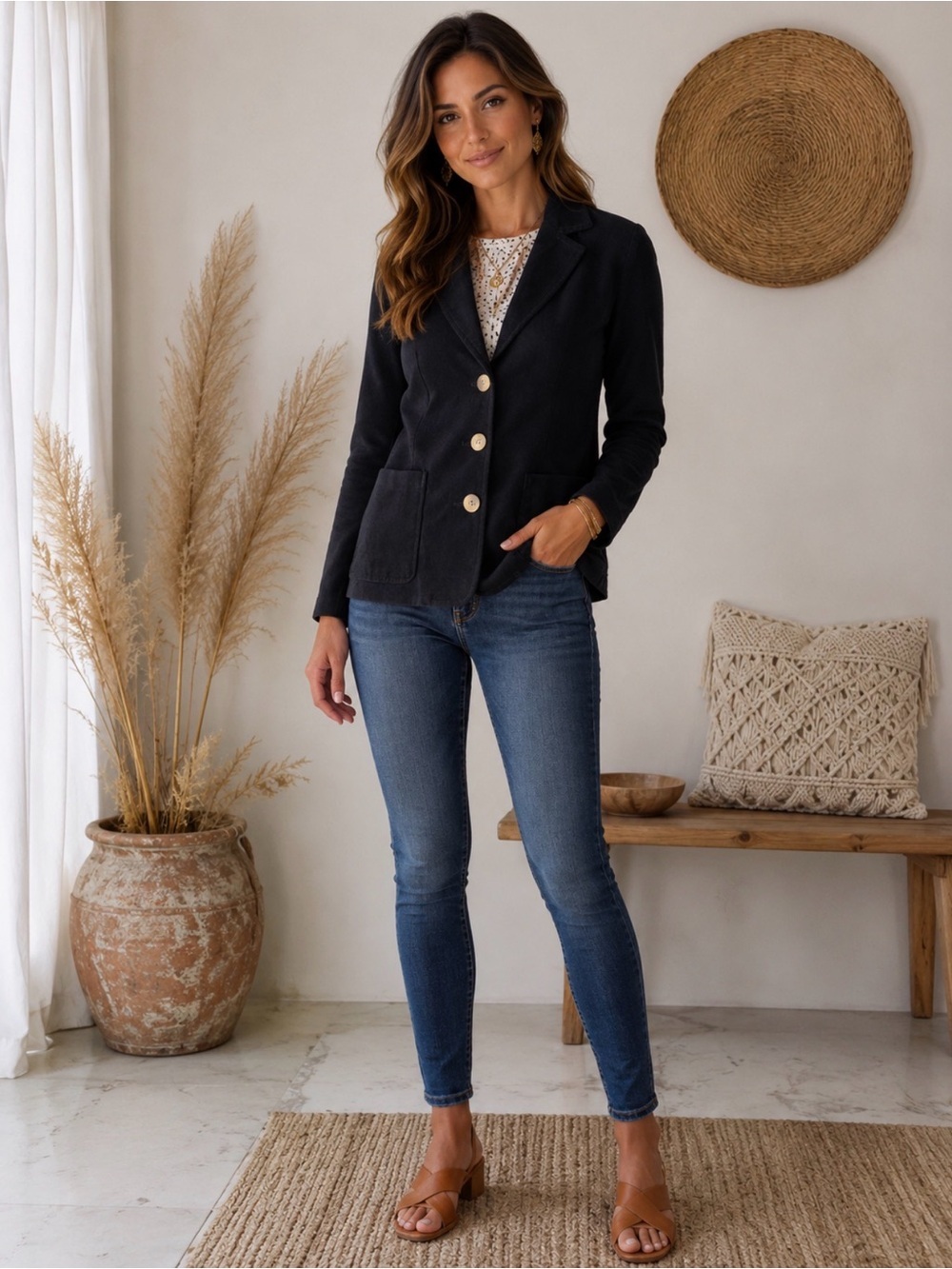 GAP Black Velvet Blazer with Buttons Size Medium